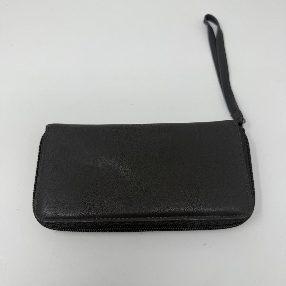 Kenneth Cole Reaction Wallet Womens Black Faux Leather Zip Around Wristlet Logo - Picture 5 of 5